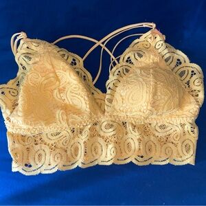 Victoria's Secret Yellow Lace Bra with Criss-Cross Straps